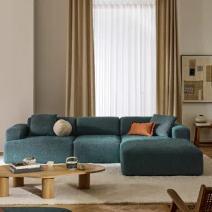 MELVA – Cloud-inspired 4-seater corner sofa with rounded edges, wide armrests, and deep seating