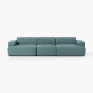 Melva 4-seater sofa in corduroy fabric with rounded edges, wide armrests, and deep seat. Cloud-like design with FSC®-certified wood frame, crafted in UAE for stylish lounging.