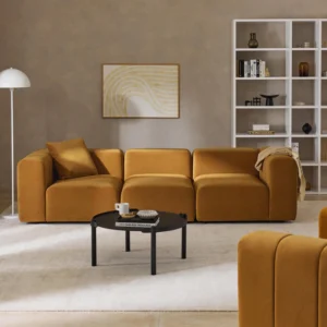 LENA modular velvet sofa, 4-seater, with extra-deep seat, flowing lines, and soft upholstery. Modern expandable design crafted in the UAE.