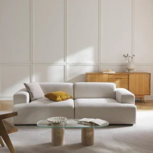The Melva Sofa (3-Seater) is a versatile piece that blends modern design with everyday comfort. Upholstered in soft, textured fabric, it features wide armrests, two spacious seat cushions, and plush backrests that invite relaxation