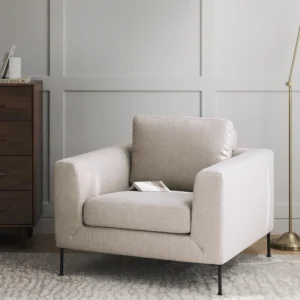 CUCITA sofa with extra-deep seat and raised neck roll backrest, available in multiple configurations including corner sofa, two-seater, sofa bed, armchair, and ottoman