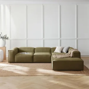 Contemporary LENNON modular sofa with low backrest, deep seating, and customizable layout in a modern living space
