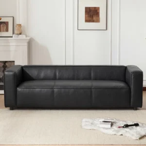 Novaro Sofa—sleek faux leather, spacious comfort, timeless design