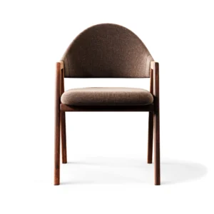 Afina Dining Chair with wooden legs, high-back silhouette, and premium linen upholstery, styled in a modern dining room