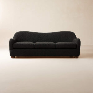Teak & Bouclé 3-Seater – Natural Elegance, Lasting Comfort