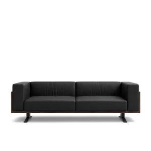 Aston 2-Seater Straight Sofa with espresso frame, midnight upholstery, sharp architectural lines, measuring 226cm long, 85cm wide, and 67cm high