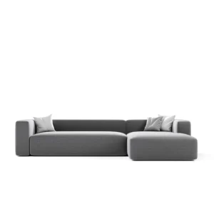 Capri Sofa with solid wood frame, linen upholstery, flat back, seamless non-removable cushions, medium-firm seating, minimalist modern design, 330cm length, 174cm width, 69cm height.