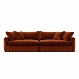 Dennis Sofa in corduroy fabric with a refined contemporary silhouette, deep cushioned seating, and plush feather-and-foam filling, styled for modern and classic interiors.