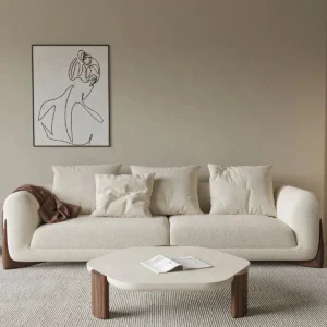 A luxurious 3-seater sofa crafted from premium walnut wood with plush cushioning, designed to elevate living room interiors with timeless elegance and comfort.