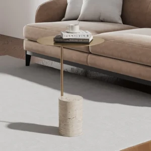 Japandi modern side table with drawers, minimalist wood design blending Japanese and contemporary style