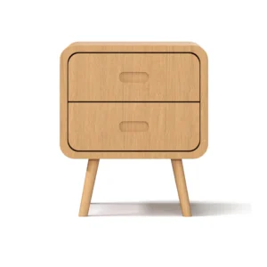 Maren Bedside Table with natural handcrafted textures, curved edges, and earthy tones for a warm, organic bedroom accent.