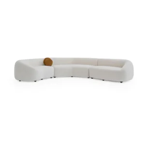 Matilde Sectional Sofa with curved modular design, rounded silhouette, deep cushioned seating, and plush upholstery, styled in a contemporary living space.