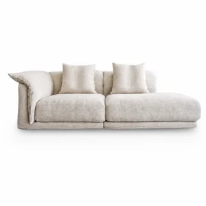 Emily Sofa with clean lines, oversized cushions, and premium linen-blend upholstery with organic cotton, styled for modern and classic interiors.