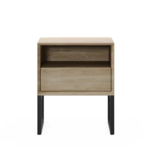 Vega bedside table with clean lines, smooth MDF finish, and one spacious push-to-open drawer, designed for modern bedroom interiors.