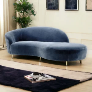 Blue Nismaaya Fabiana 3-seater fabric sofa with modern design, plush cushioning, and exclusive limited edition finish.