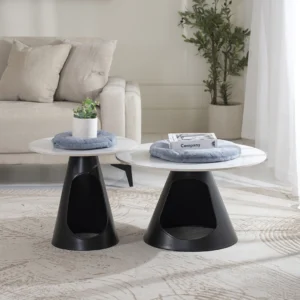 Cortina-Coffee Table Set of 2 -White & Black