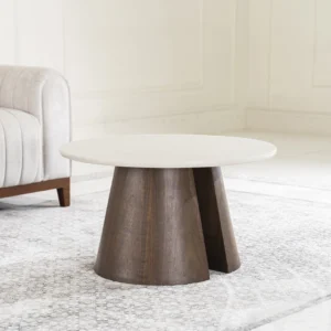 Marlow Modern Round Coffee Table in Light Grey and Dark Walnut