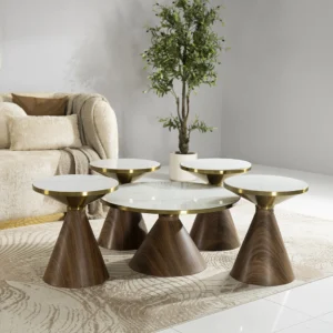 Walnut Pinnacle-Coffee Table Set Of 5